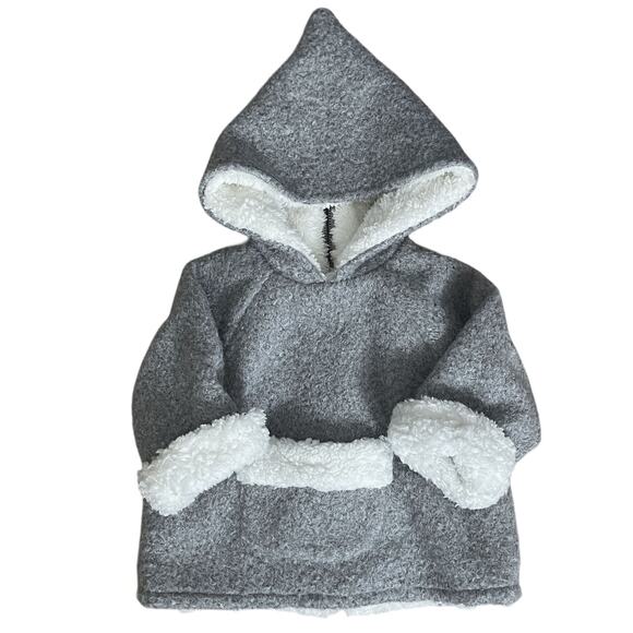 FINA EJERIQUE NWT Baby Faux Sheepskin Hooded Coat in Gray Size 12M - Picture 1 of 12